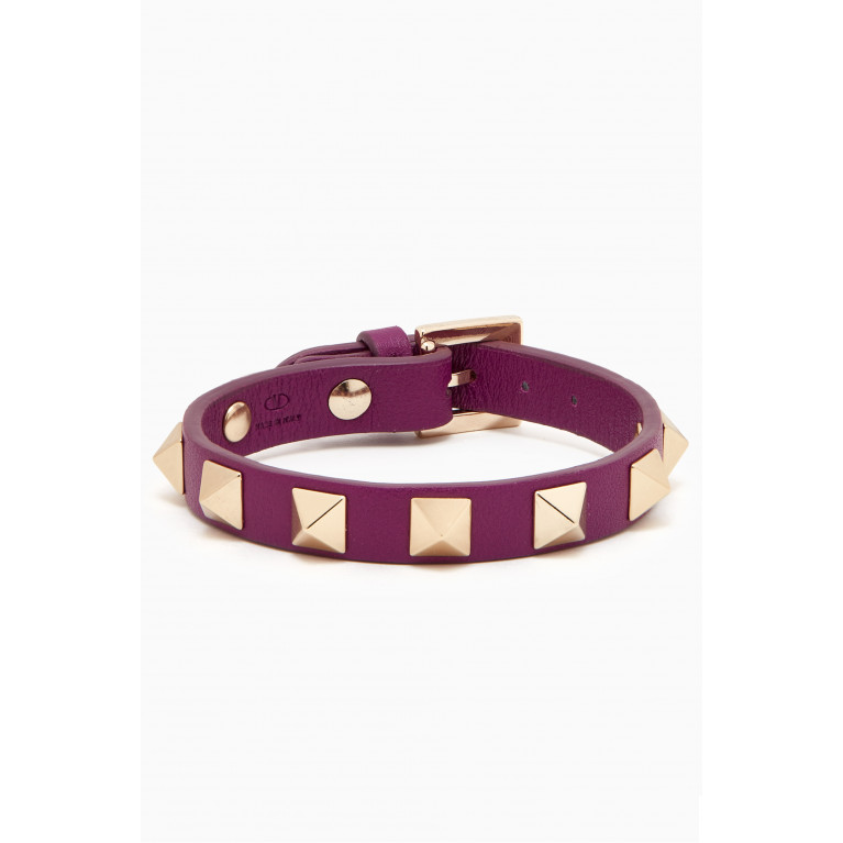Valentino - Valentino Garavani Rockstud Bracelet in Leather Purple