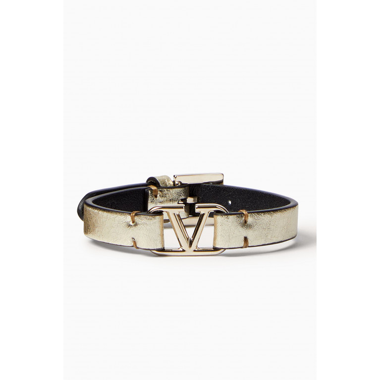 Valentino - Valentino Garavani VLOGO Bracelet in Metallic Leather