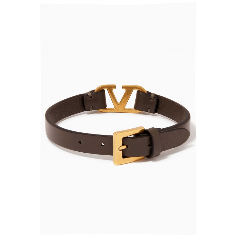 Valentino - Valentino VLOGO Bracelet in Leather Brown