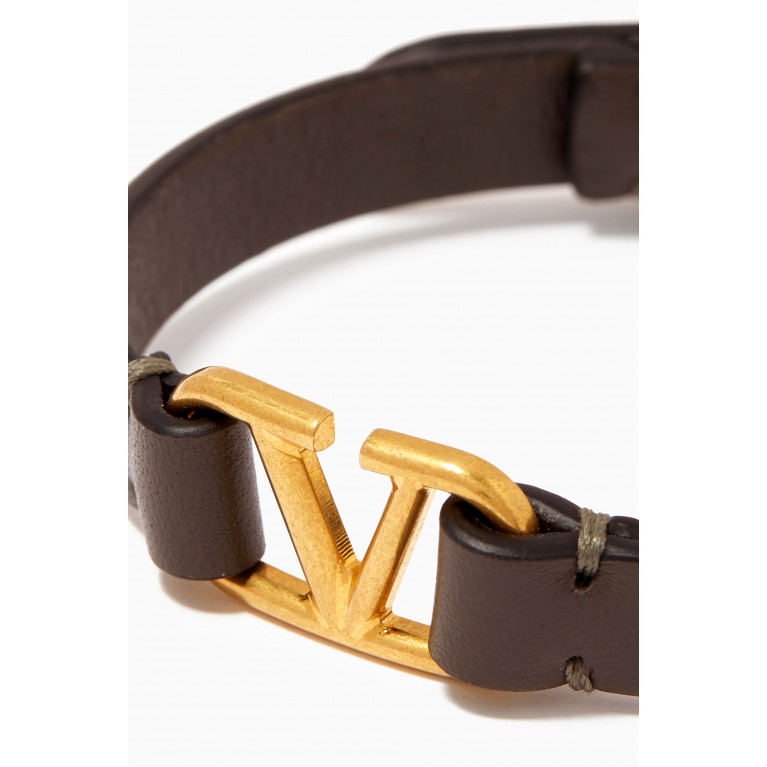 Valentino - Valentino VLOGO Bracelet in Leather Brown