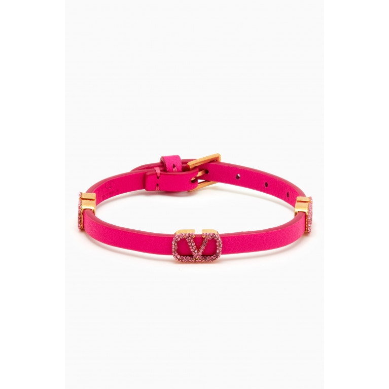 Valentino - Valentino Garavani VLOGO Strass Bracelet in Leather