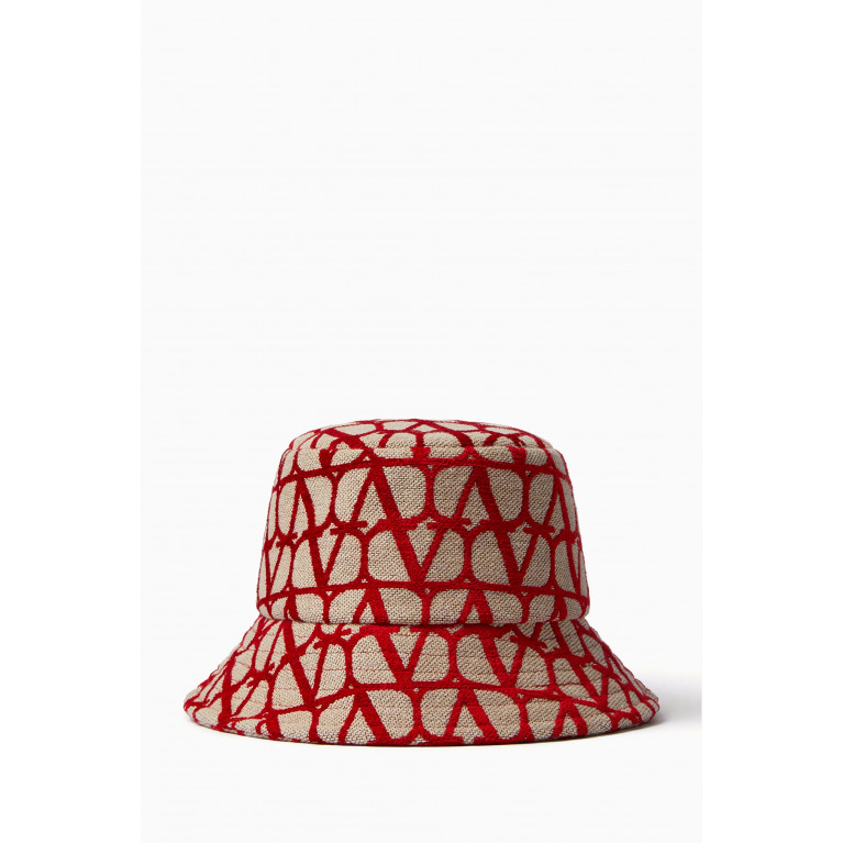 Valentino - Valentino Garavani VLOGO Bucket Hat in Toile Iconographe Red
