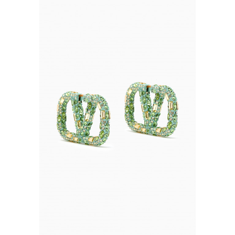 Valentino - Valentino Garavani VLOGO Crystal-embellished Hoop Earrings Green