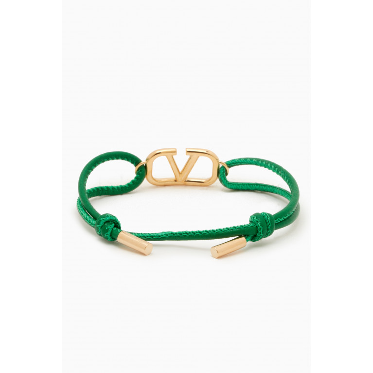 Valentino - VLOGO Bracelet in Leather Green