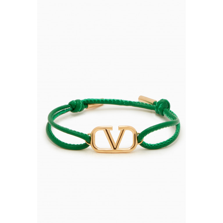 Valentino - VLOGO Bracelet in Leather Green