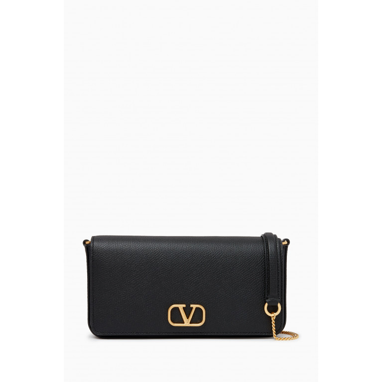 Valentino - Wallet on Chain in Grained Leather Black
