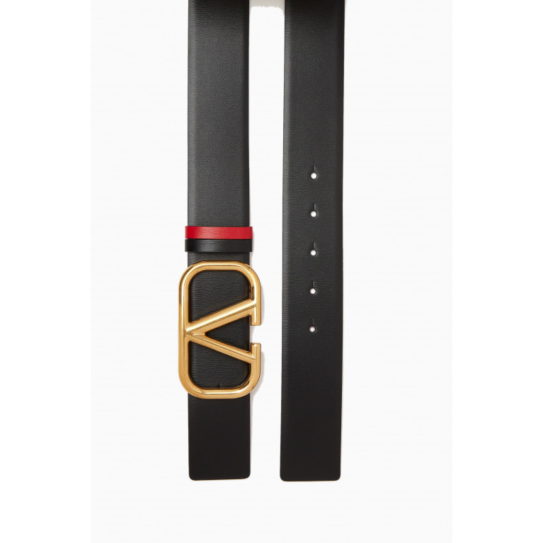 Valentino - Valentino Garavani VLOGO Reversible Belt in Glossy Leather, 40mm Red