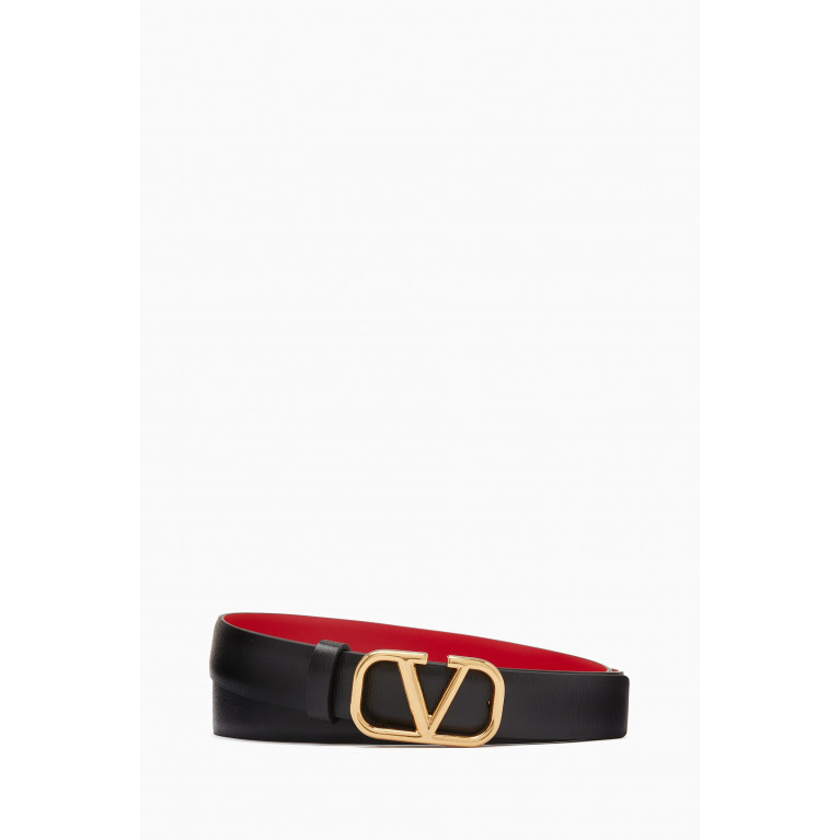 Valentino - Valentino Garavani VLOGO Reversible Belt in Glossy Leather, 20mm