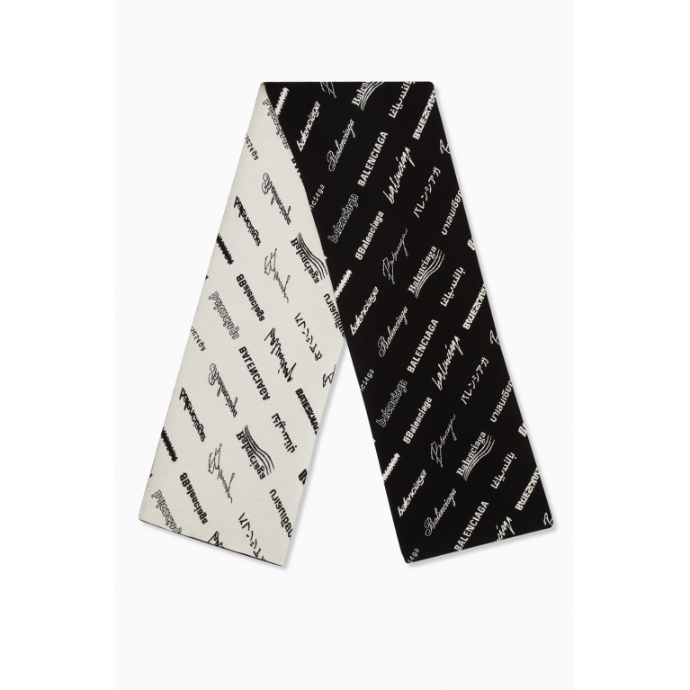 Balenciaga - All-over Logo Scarf in Jacquard Wool Knit