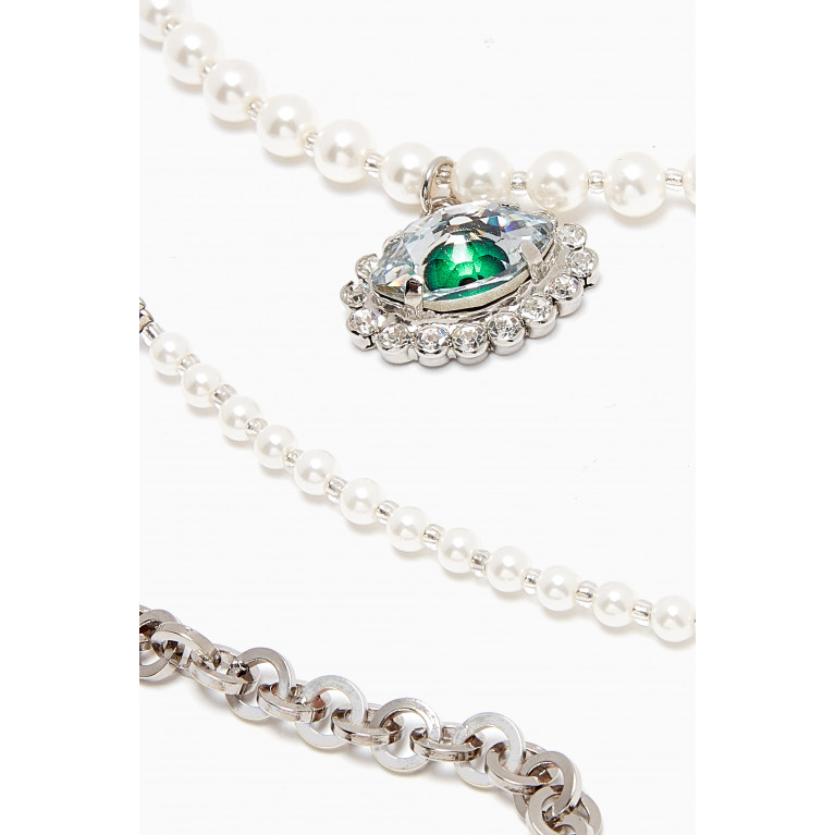 Alessandra Rich - Evil Eye Pearl Necklace in Brass & Pearls