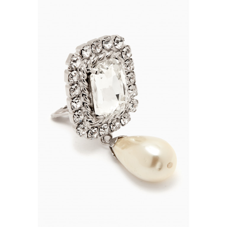 Alessandra Rich - Crystal Pearl Drop Earrings in Brass
