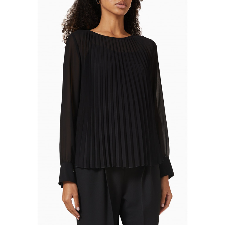 Boss - Pleated Wide-neck Top in Recycled Fabric