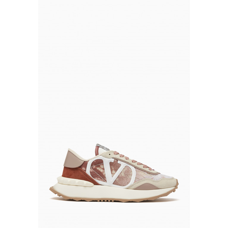 Valentino - Lacerunner Low-top Sneakers in Leather & Suede Brown