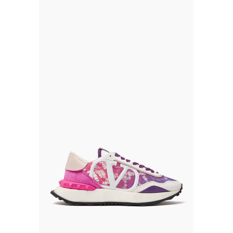 Valentino - Valentino Garavani Lacerunner Low-top Sneakers in Leather & Suede Pink