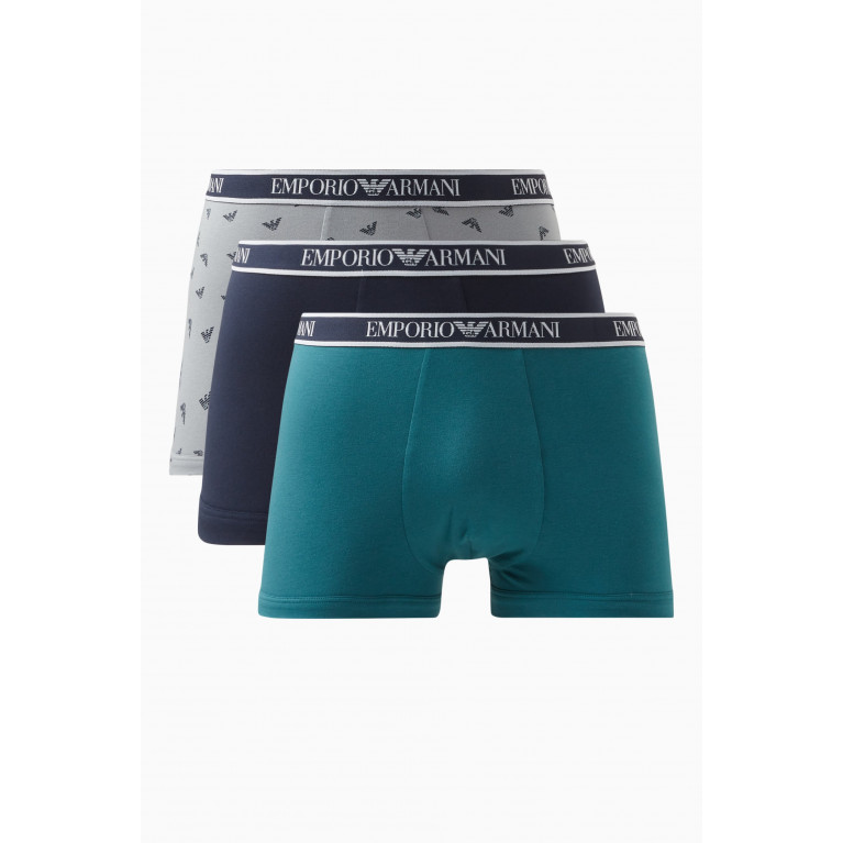 Emporio Armani - Boxers in Cotton, Set of 3 Blue