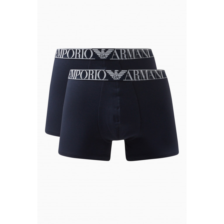Emporio Armani - Endurance Boxers in Cotton Jersey, Set of 2 Blue