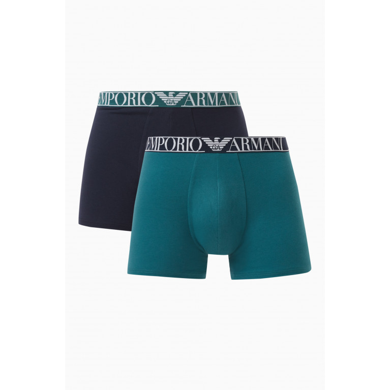 Emporio Armani - Endurance Boxers in Cotton Jersey, Set of 2 Blue