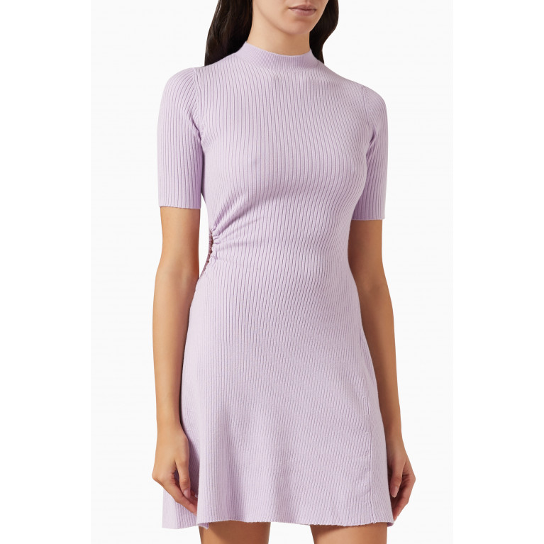 Maje - Reine Mini Dress in Ribbed Knit Purple