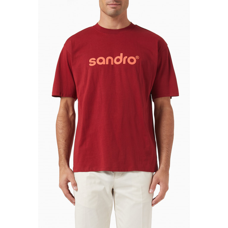 Sandro - Logo T-shirt in Cotton Red