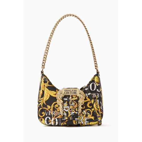 Versace Jeans Couture - Medium Buckle Chain Shoulder Bag in Faux Leather Black