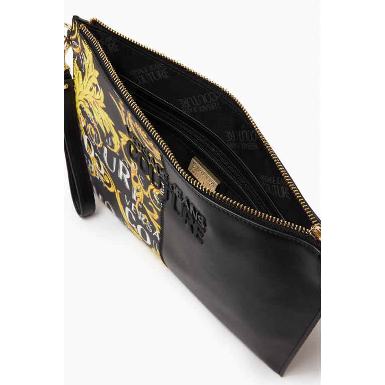 Versace Jeans Couture - Half Barocco Print Pouch in Faux Leather Black