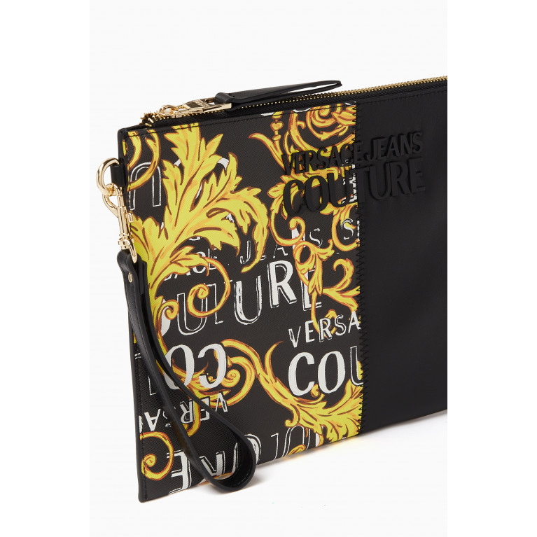 Versace Jeans Couture - Half Barocco Print Pouch in Faux Leather Black
