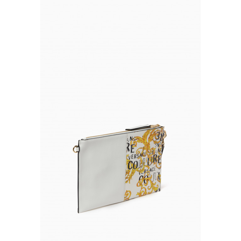 Versace Jeans Couture - Half Barocco Print Pouch in Faux Leather White