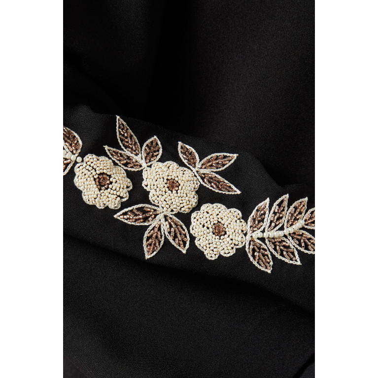 Barza - Floral-embroidered Embellished Abaya