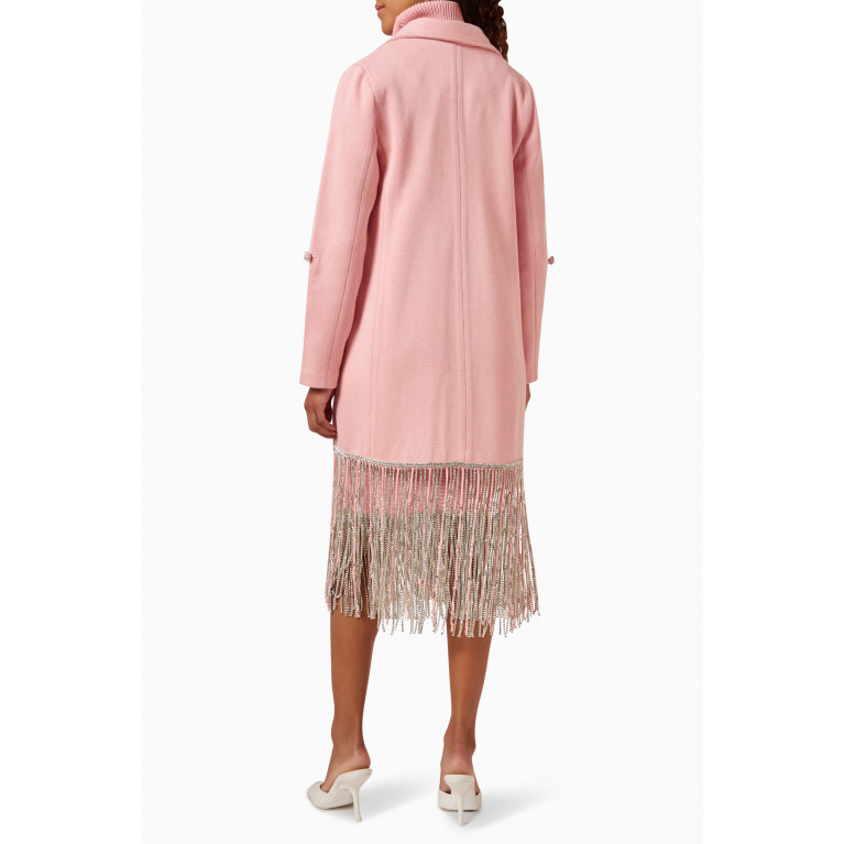 Izaak Azanei - Crystal-embellished Tassle Coat in Cotton-knit