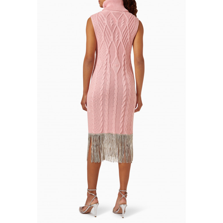 Izaak Azanei - Crystal-embellished Cable Midi Dress in Cotton-knit