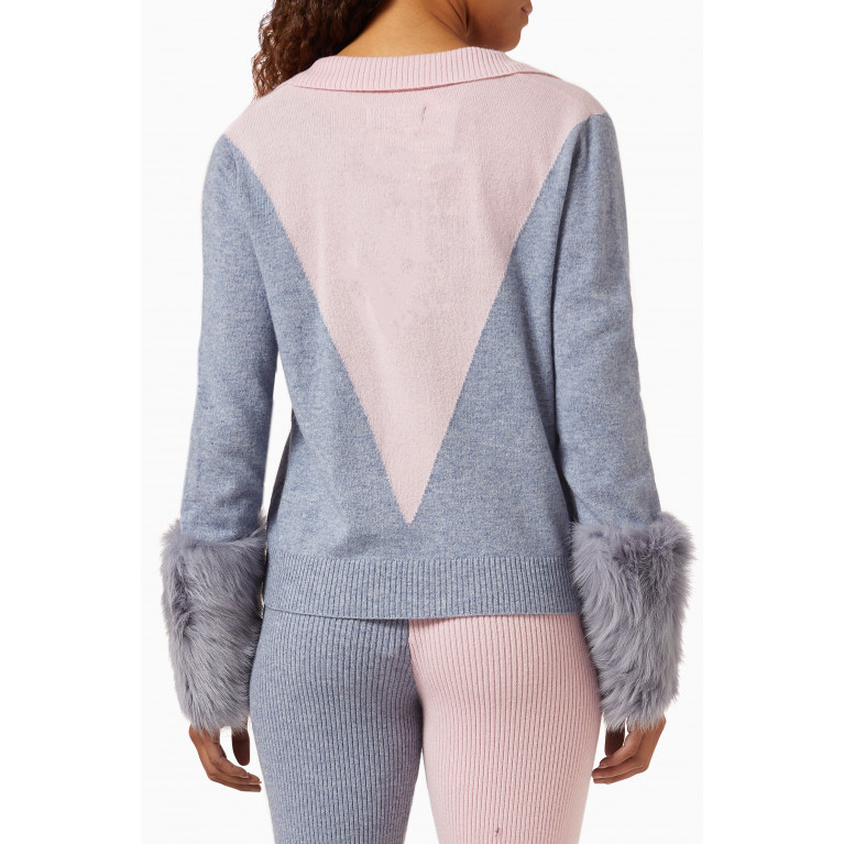 Izaak Azanei - Shearling-cuff Colour-block Sweater in Merino Wool-blend