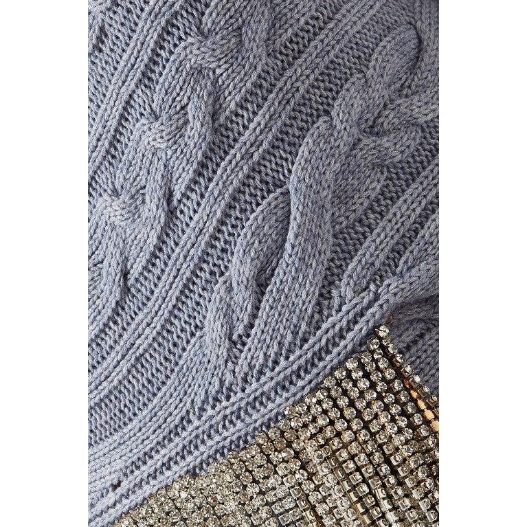 Izaak Azanei - Embellished Fringe Cable-knit Sweater in Merino Wool-blend
