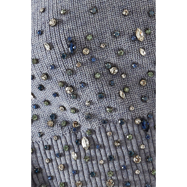 Izaak Azanei - Crystal-embellished Crop Cardigan in Cotton-knit
