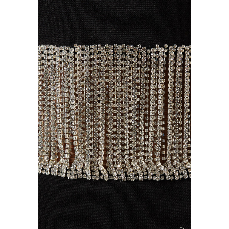 Izaak Azanei - Crystal-embellished Midi Tube Dress in Cotton-knit