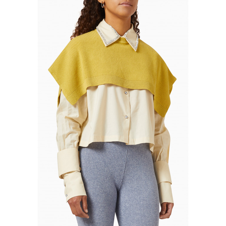 Izaak Azanei - 2-in-1 Cape Knit Shirt in Cotton & Merino Wool-blend