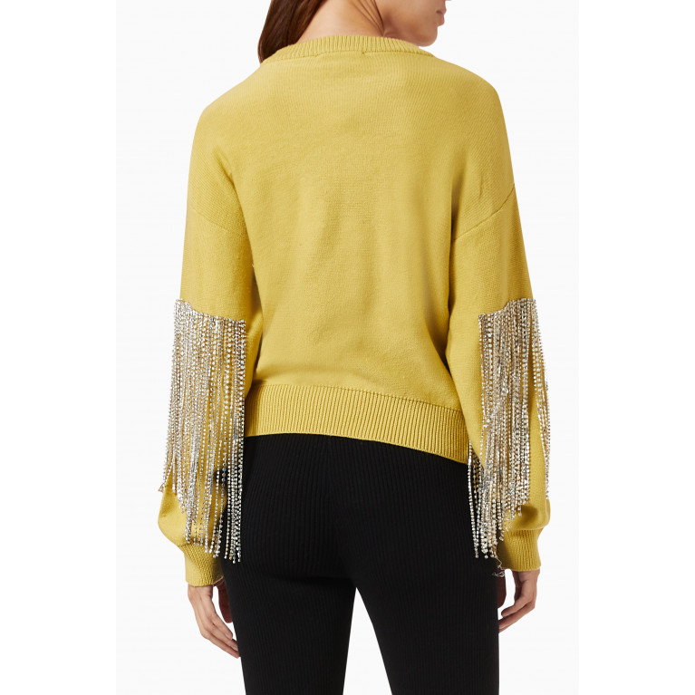 Izaak Azanei - Embellished Tassle Fringed Sweater in Cotton-knit