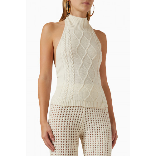 Izaak Azanei - Cable Knit Halter Top in Cashmere Blend