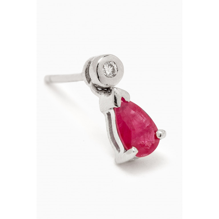 Baby Fitaihi - Ruby & Diamond Earrings in 18kt White Gold