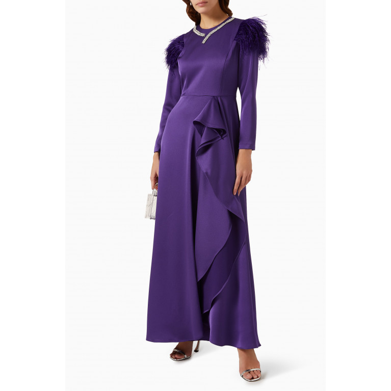 Senna - Rushita Draped Gown in Crepe Purple
