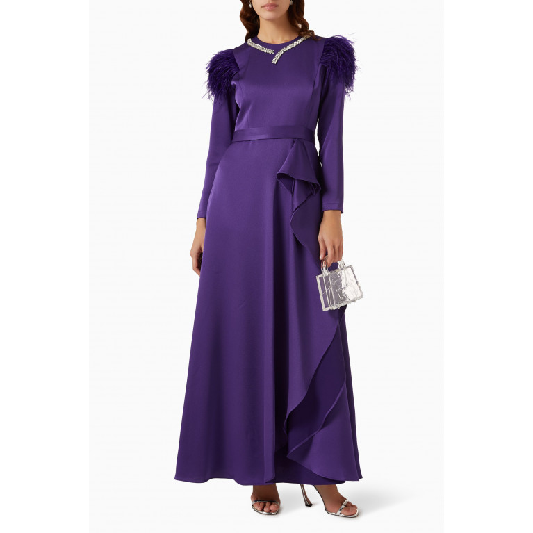 Senna - Rushita Draped Gown in Crepe Purple