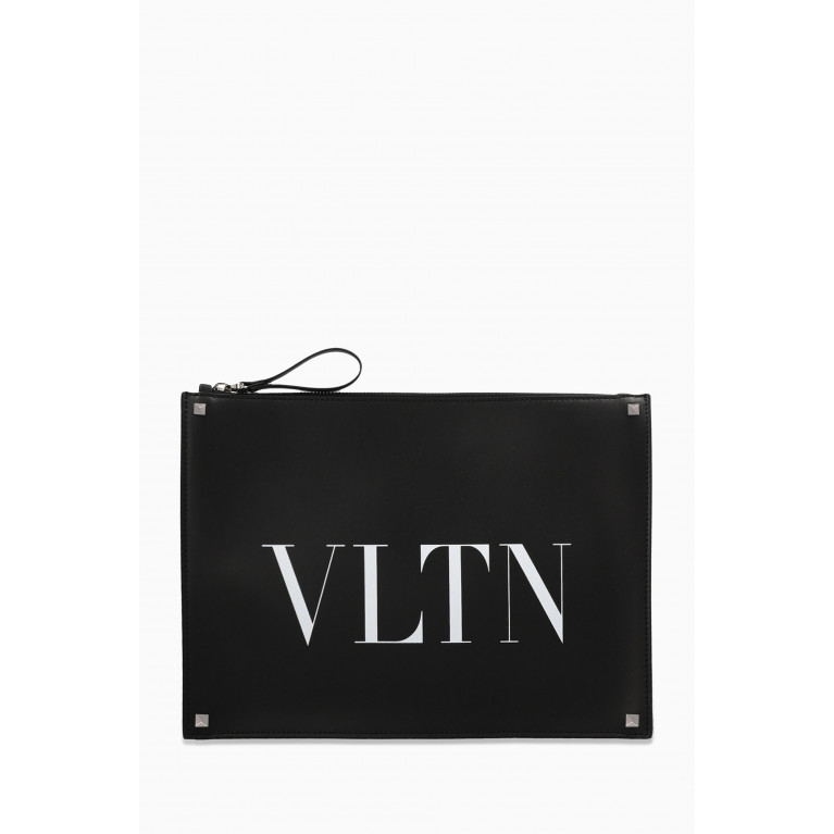 Valentino - Valentino Garavani VLTN Zip Clutch in Leather