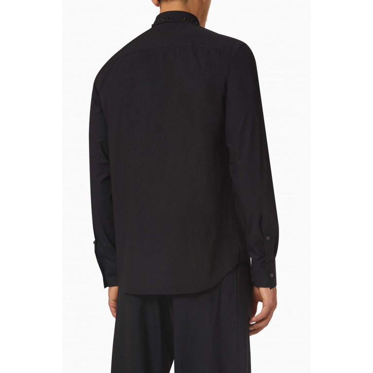 Valentino - Black Untitled Studded Shirt in Cotton Poplin