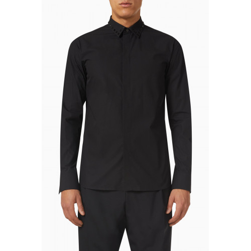 Valentino - Black Untitled Studded Shirt in Cotton Poplin