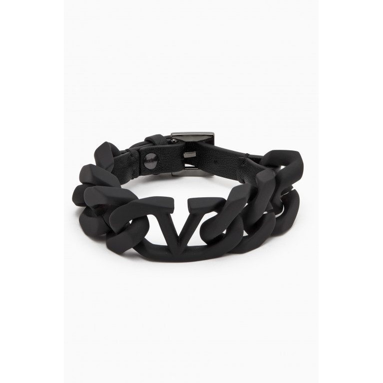 Valentino - Valentino Garavani VLOGO Bracelet in Rubber & Leather