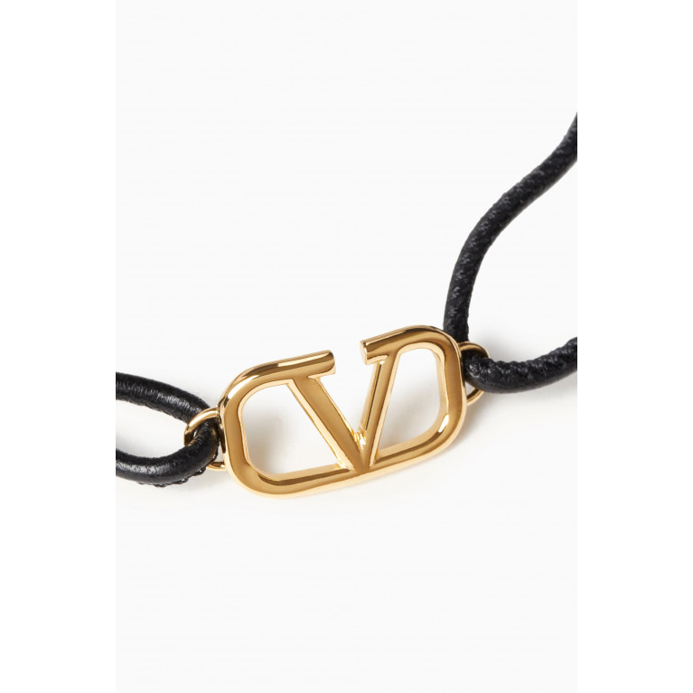 Valentino - Valentino Garavani VLogo Signature Bracelet in Metal & Nappa Leather Black