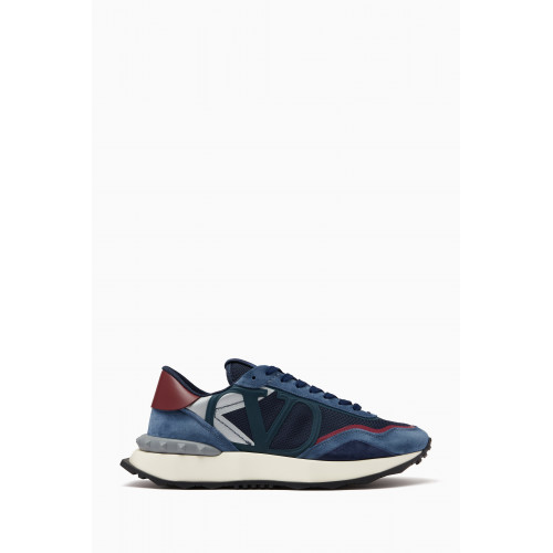 Valentino - Netrunner Sneaker in Fabric & Suede Blue
