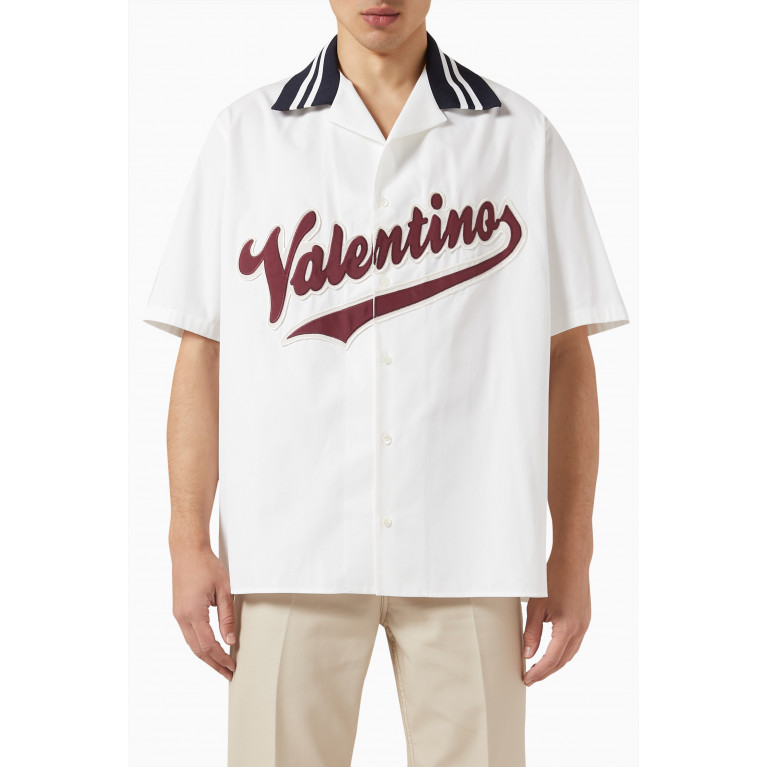 Valentino - Logo Bowling Shirt in Cotton Gabardine
