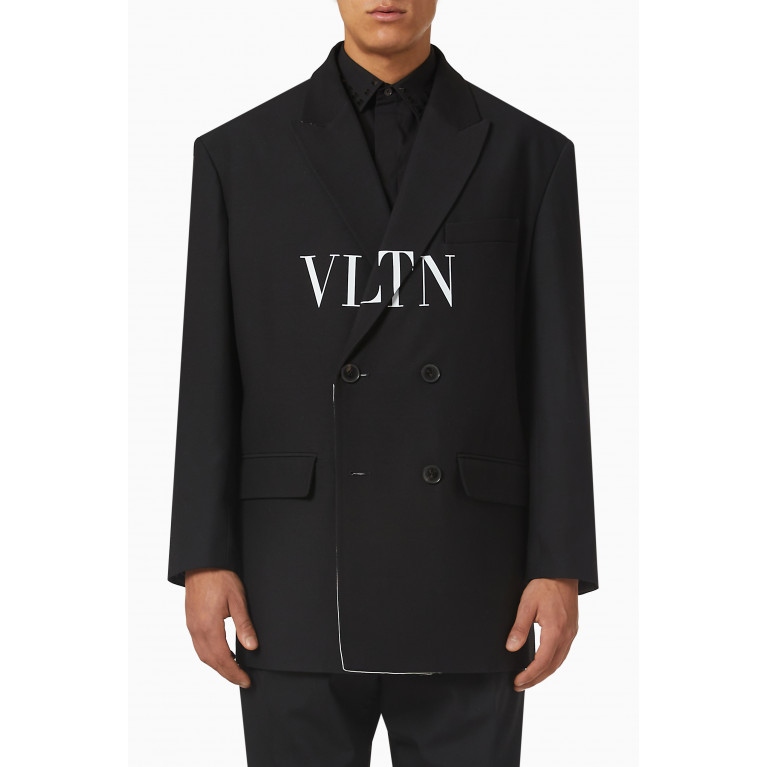 Valentino - Crepe Couture Double-breasted Jacket in Virgin Wool-silk Blend
