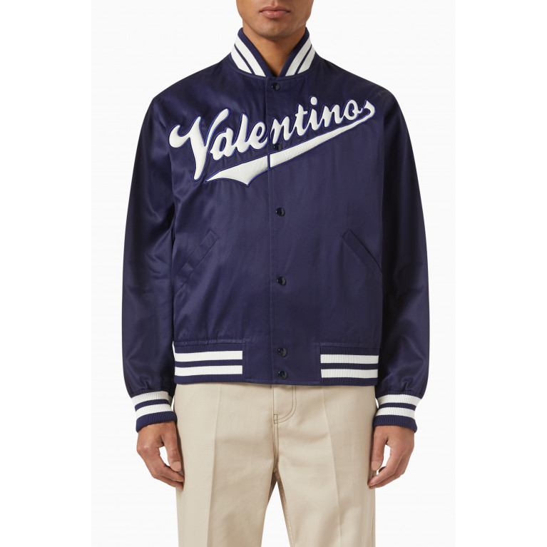 Valentino - Logo Bomber Jacket in Nylon Blue