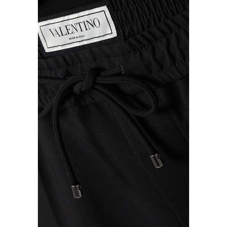 Valentino - Double Waistband Logo Pants in Virgin Wool